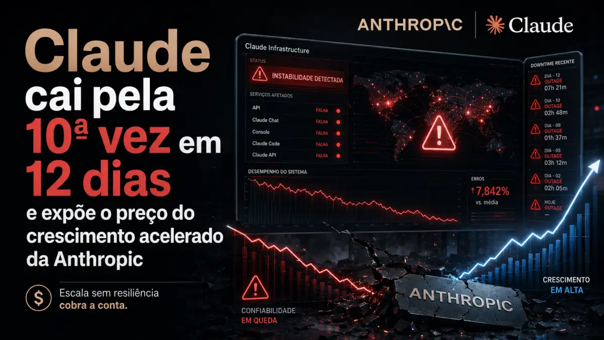 Claude cai pela 10ª vez em 12 dias e expõe o preço do crescimento acelerado da Anthropic